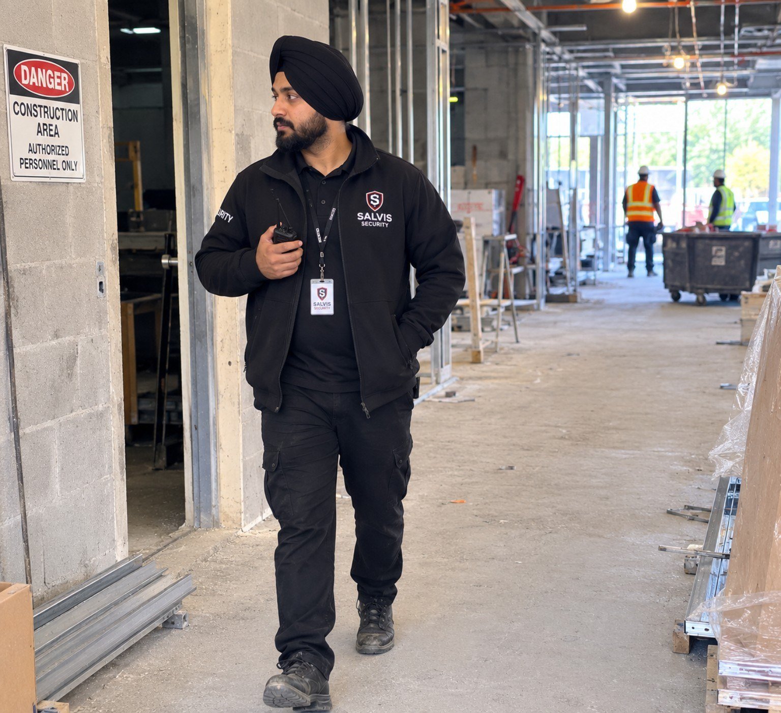 Salvis Security guard on duty at a construction site